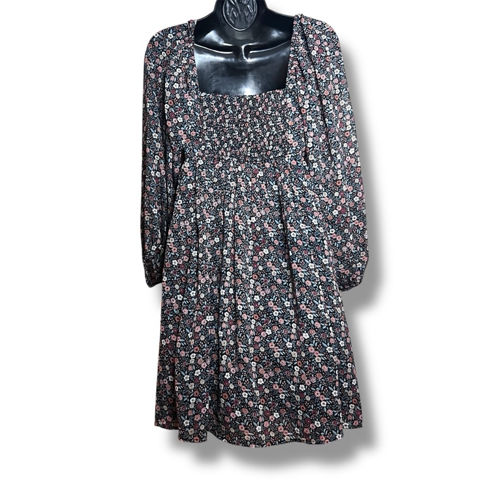 Lucky Brand Women’s Floral square neck Long Sleeve Mini Dress - Picture 2 of 4